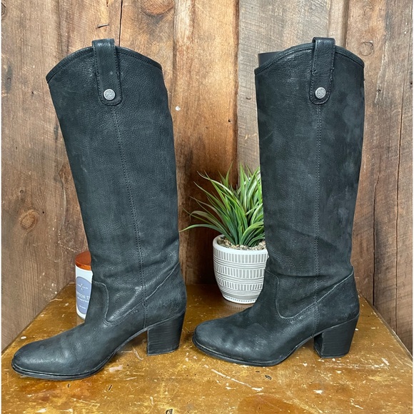 Vince Camuto Kolton Black Suede Tall Leather Boots - Size 6 1/2 - Picture 7 of 16